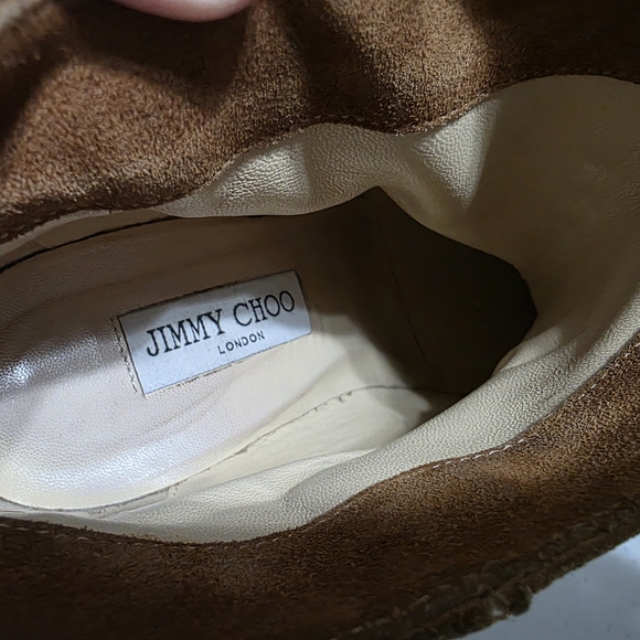 Jimmy Choo Tan Suede Heeled Boots - Picture 7 of 7